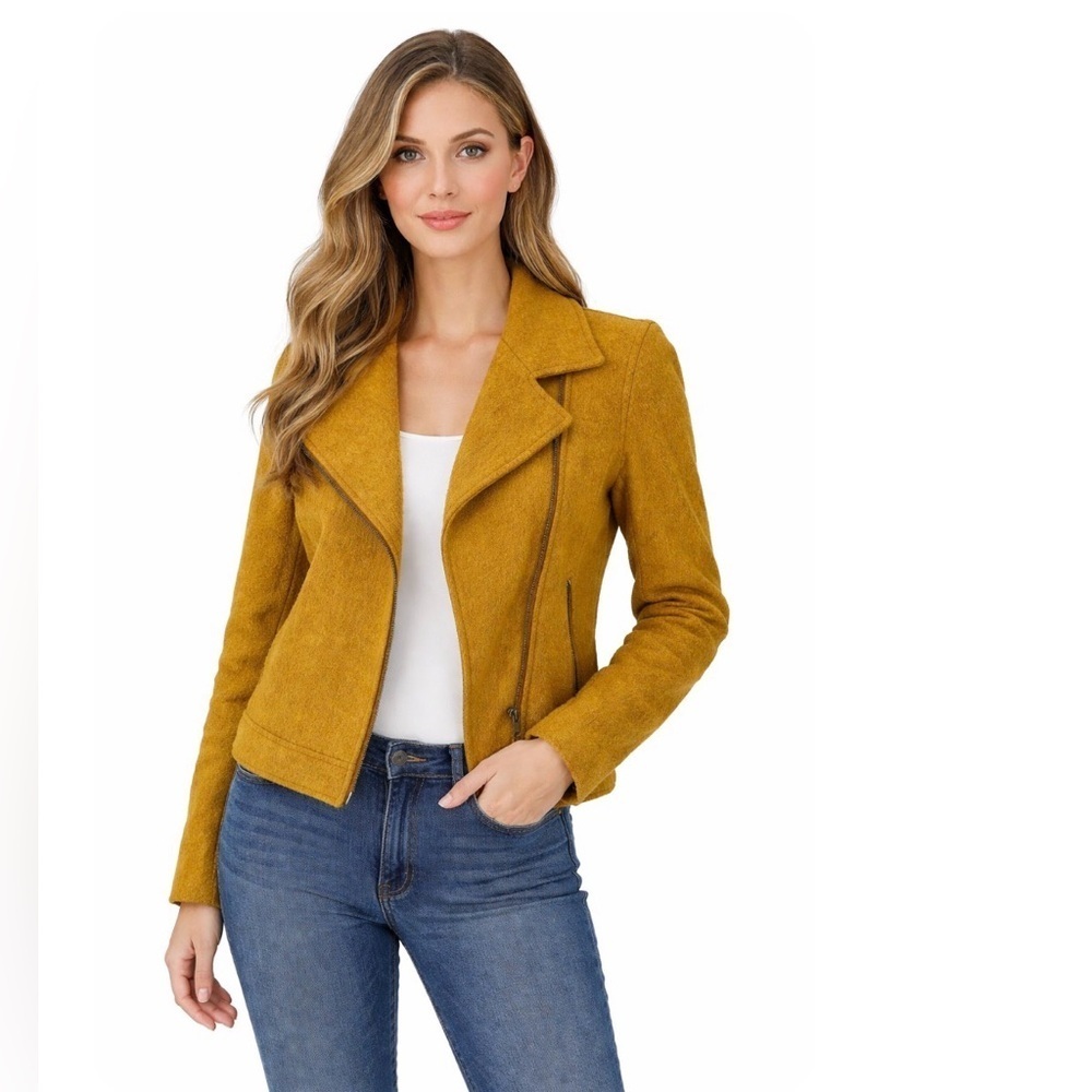 Tahari Jacket Moto Wool Blend Zipper